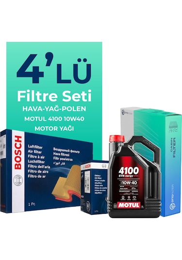 Bosch Fiat Doblo 1.4 Benzinli Filtre Bakım Seti Motul Motor Yağlı (2001-2010) 4 Lü