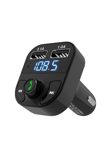 Carx8 Araç Fm Transmitter Bluetooth Çakmaklık Girişli Usb Sd Kart