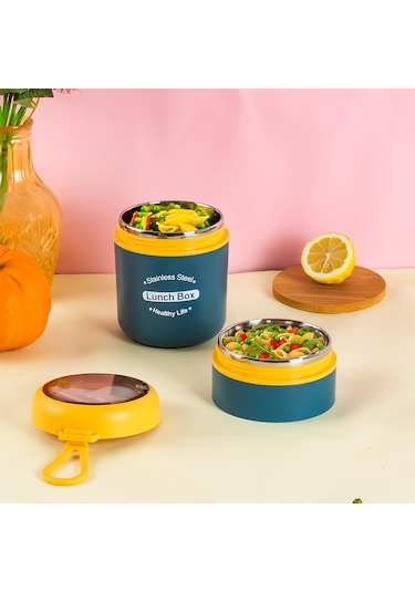 Porsima 66720 Çelik Yemek Termosu Lunch Box Yemek Kabı Sarı 710ml
