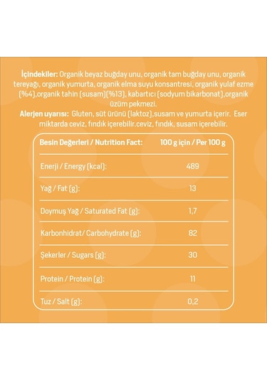 Baca Organik Yulaflı Tahinli Kurabiye 55 G