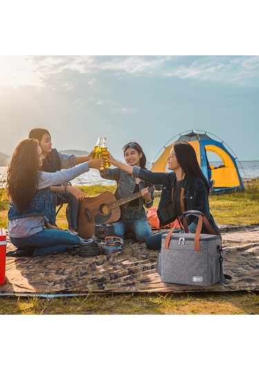 Geeroyoo Büyük Boy Gri Isı Yalıtımlı Alüminyum Folyo Soğutucu Çanta - Aile Piknik İhtiyaçları İçin Konforlu Taşıma Çok Renkli