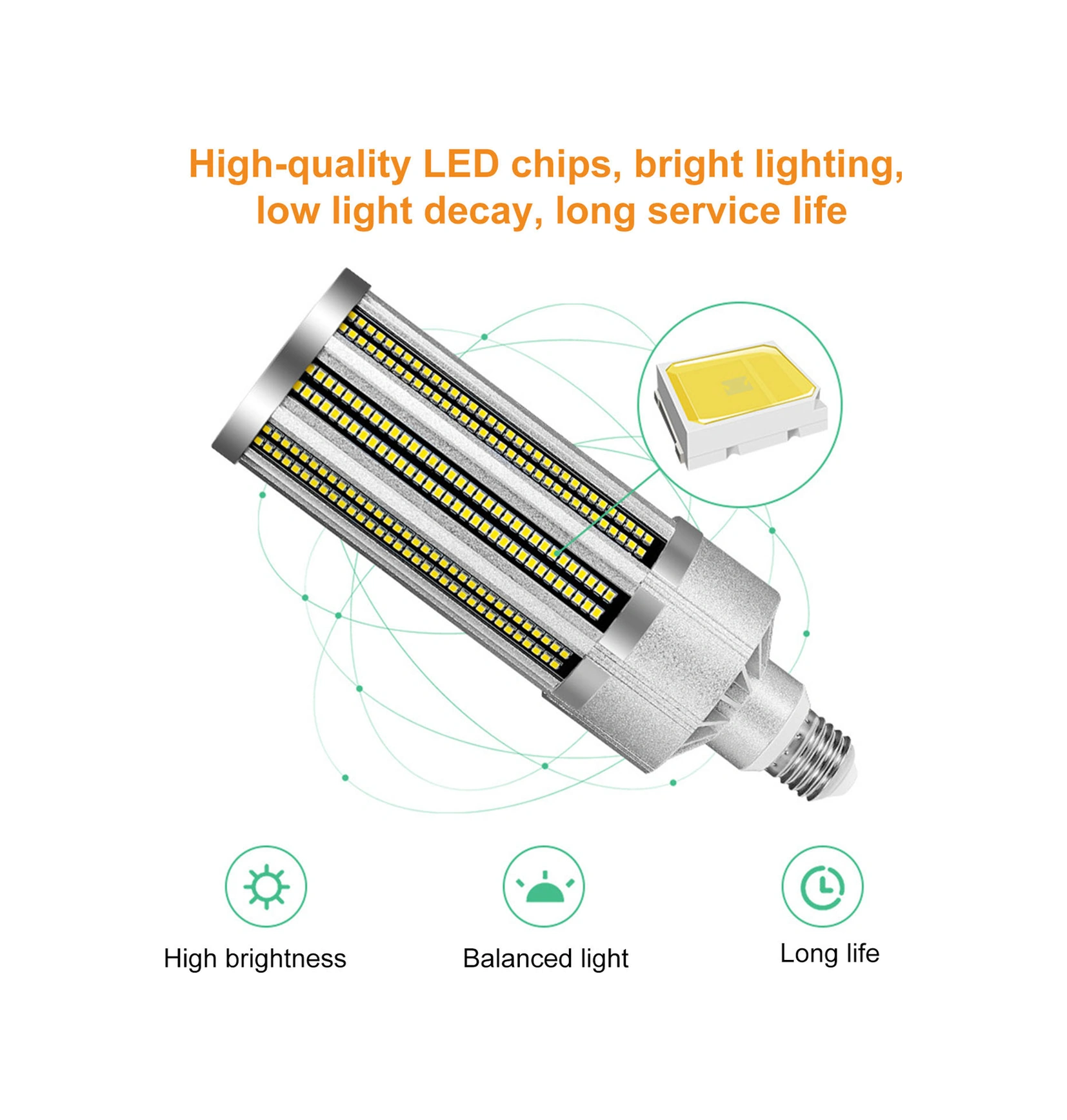 Folinda E27 Soketli 15w Led Mısır Lambası, 6000k Soğuk Beyaz Işık, 110-277v Giriş, Alüminyum Gövde, İç Mekan Aydınlatma, Enerji Tasarruflu Diğer