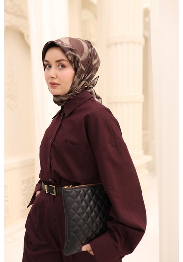 Silk Home Twill İpek Eşarp 11462-07 Kahverengi, Vizon