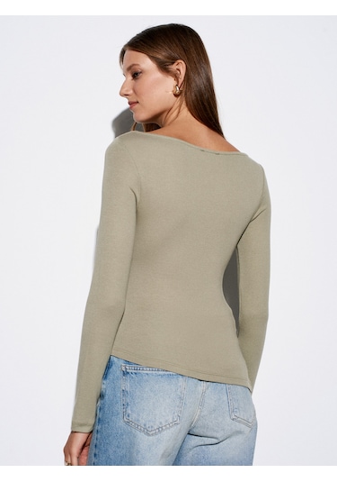 Dilvin 32198 Kayık Yaka Büzgülü Top-çağla Çağla