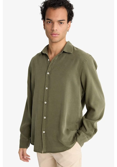 Defacto Regular Fit Twill Uzun Kollu Gömlek G0406ax25aukh438 Haki