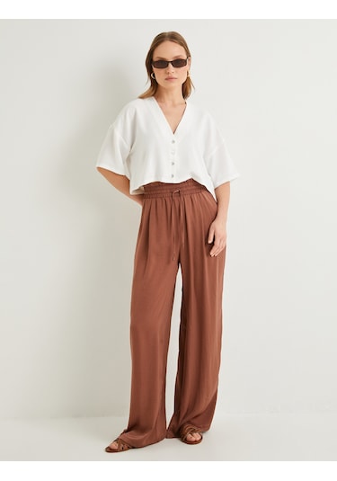 Koton Crop Gömlek Kısa Kollu Düğmeli V Yaka Kırık Beyaz 4sak60156pw Ekru