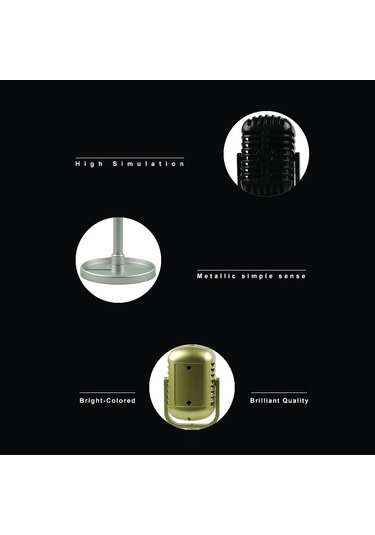 Xindoker Günlük Gösteri & Fotoğraf Çekimi İçin Retro Stili Simülasyon Mikrofonu - Gümüş Renkli Sahne & Fotoğraf Seti Aksesuarı