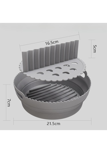Homyl Katlanabilir Silikon Hava Fritöz Astarı Yedek Yuvarlak Bölücülü Gri