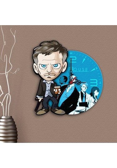 Kişiye Özel House M.d. Tasarımlı Dekoratif Ahşap Duvar Saati - 3 Çok Renkli