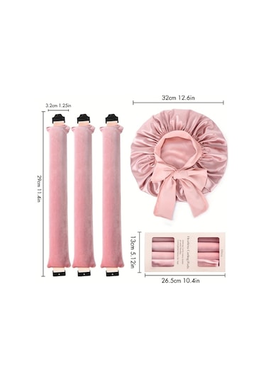 Gateesat Kahve Isız Dalga Seti 4 Parça Saten Bone Frizsiz Saç Stili Kahverengi