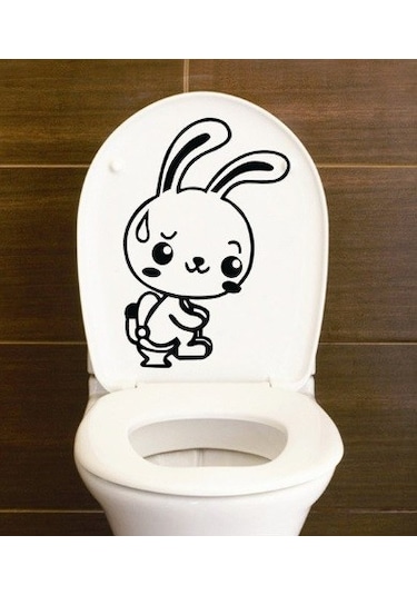 Klozet Banyo Sticker Komik Resim 6 Siyah