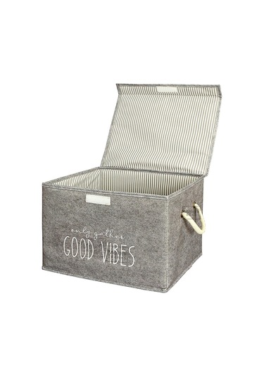 Muomuo Home Keçe Kapaklı Mini Kutu 35X24X24 Cm. Gri Çok Renkli