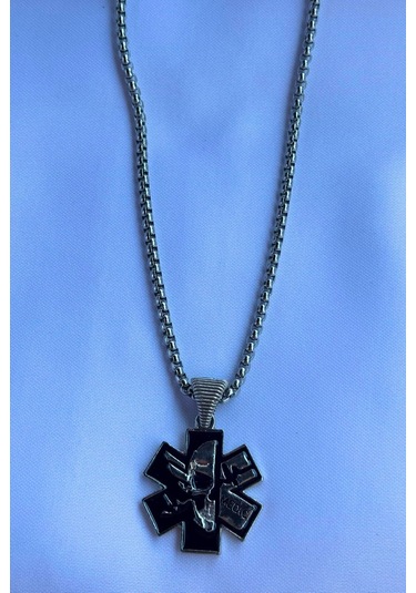 Medikal El İşçiliği Paslanmaz Çelik Zincir Erkek Kolye Gümüş