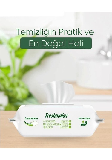 Freshmaker Yüzey Temizlik Havlusu Kapaklı 100 Lü Paket Beyaz Sabun Kokulu Beyaz