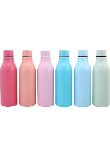 Hangfox Stainless Steel Vacuum Flask 550ml - Peach Pink Coke Bottle Shape, Long-lasting Insulation, Bpa Free, Sweat-resistant Twist Cap