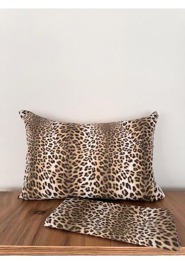 Üntaş Leopar Lastiksiz Çift Kişilik Çarşaf + Yastık Kılıfı Kahverengi 2 Adet Kahverengi