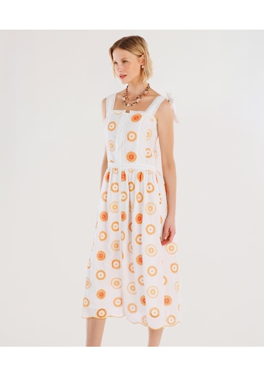 Yargıcı Brode Detaylı Kolsuz Uzun Elbise 25ykel7058x 037 Ekru