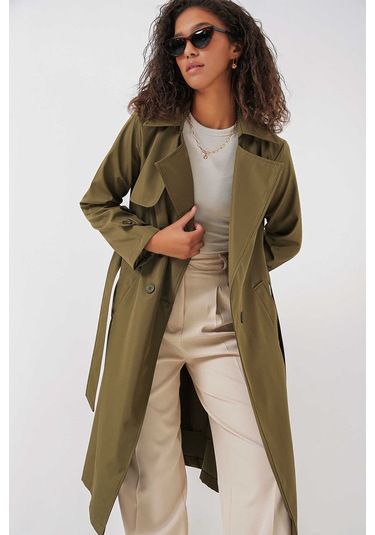 Gabria Kol Düğme Detaylı Trenchcoat Haki