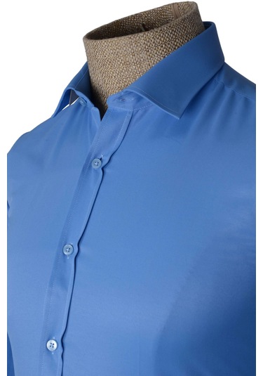 Cengiz İnler Standart Yaka Slim Fit Cepsiz Düz Erkek Gömlek 001