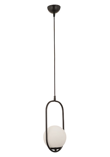 Lorin Tekli Siyah Sarkıt Beyaz Camlı Modern Sarkıt Mutfak Salon Sarkıt Avize