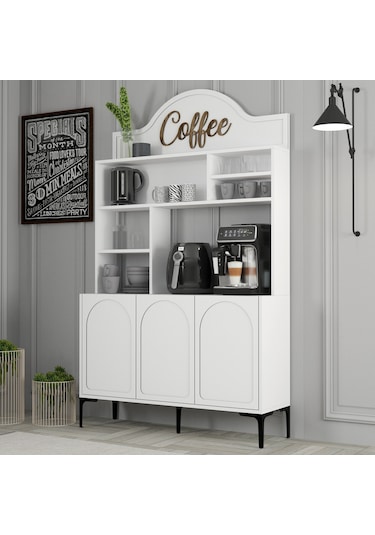 Lyon Kahve Köşesi 120cm - Beyaz / Siyah