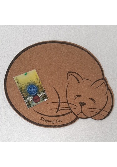 Uyuyan Kedi Mantar Duvar Panosu Arkası Yapışkanlı 42 Cm X 56 Cm