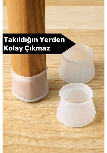 Premium Kaydırmaz Çizdirmez Mobilya Masa Sandalye Zemin Koruyucu Silikon Pabuç Ayak Kılıf 48 Adet