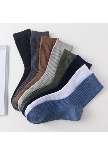 Koyu Gri Klasik Moda Erkek Uzun Tüp Pamuk Spor Uzun Çorap Koyu Gri