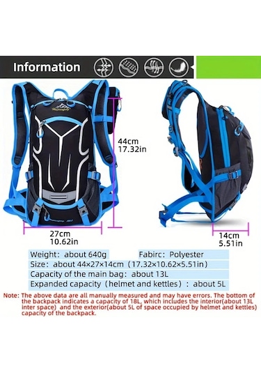 Oldfriend Kırmızı Çok Fonksiyonlu Açık Hava Spor Sırt Çantası Bisiklet Yürüyüş Dağcılık Seyahat Su Şişesi Cebi Nefes Alabilen Reflektif Kırmızı