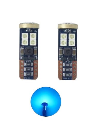 T10 LED PARK AMPULÜ 12SMD W5W CANBUS BUZ MAVİ