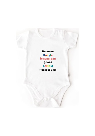 Komik Sözlü Anne Temalı Bebek Zıbını Babamın Google A İhtiyacı Yok Tasarım Body Beyaz