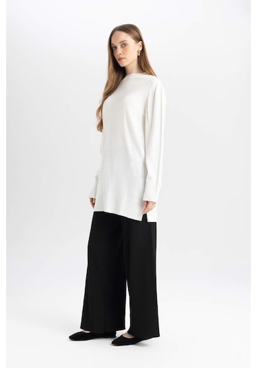 Defacto Relax Fit Triko Pantolon Beli Lastikli Basic Düz Geniş Paça Y1325AZ24AUBK81 Siyah