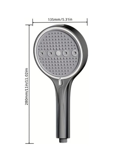 Oldfriend Koyu Gri Duş Başlığı El Duşu Hortumu Filtreli Çok Fonksiyonlu Banyo Koyu Gri