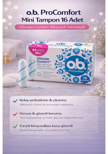 O.b. Procomfort Mini Tampon 16lı 1 Paket Ultimate Comfort Silktouch Teknolojili