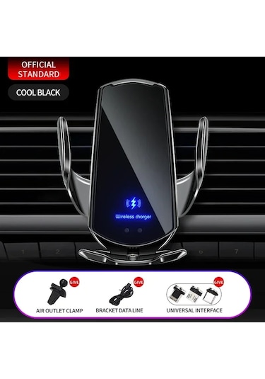 Vıkefon 15w Araba Manyetik Kablosuz Şarj Otomatik Araç Montaj Telefon Tutucu Black Siyah