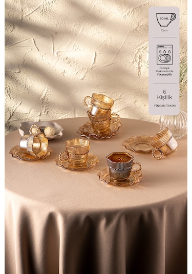 Emsan Hatrı Var Amber 80 Ml 6'lı Kahve Fincanı Takımı Amber