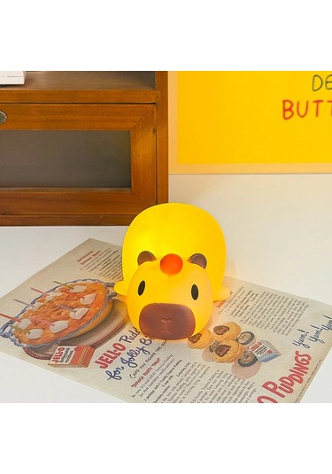 Şirin Mini Kapibara Gece Lambası Pille Çalışan Karikatür Lamba 1 Çok Renkli