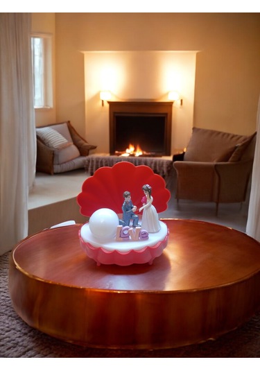 İstiridye Tasarım Işıklı İnci Sevgili Biblo