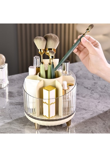 Cbtx Makyaj Organizatör Döner Fırça Tutucu Şeffaf Kozmetik Organizatör Saklama Ekran Kutusu - Yeşil