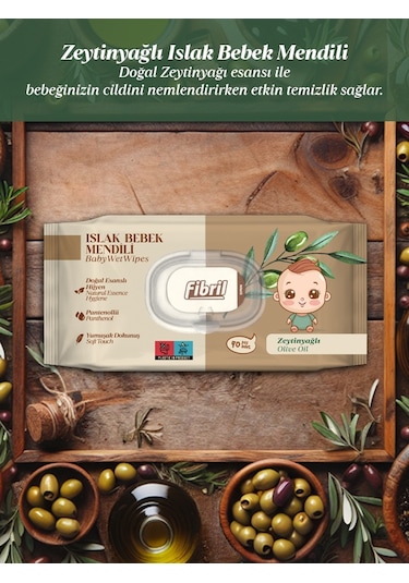 Fibril Zeytinyağlı Islak Bebek Mendili 24x90'lı Paket 2160 Yaprak