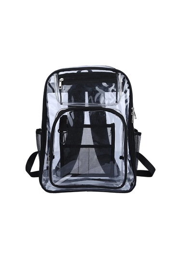 Homyl Spor Erkekler Için Şeffaf Sırt Çantası 2 Yollu Zip Siyah