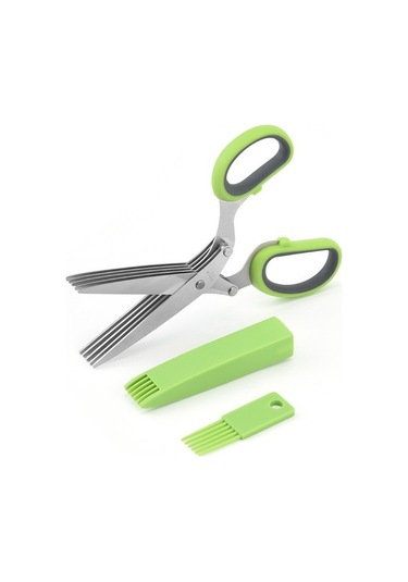 Pazly Cbtx 5 Katlı Sebze Makası, Ofis Parçalama Makası, Paslanmaz Çelik Yeşil Gri Gri - Yeşil