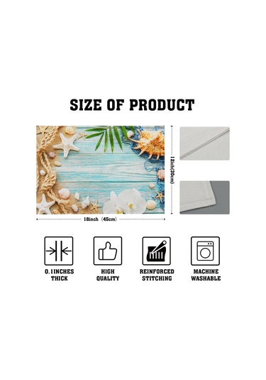 Okyanus Kabuğu Baskı Placemats, Mutfak İçin, 4 Set 2