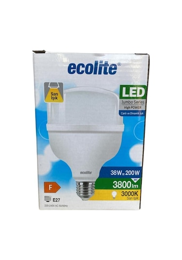 Ecolite 38w 200w Jumbo Led Ampul 3000k Sarı Işık E27 Duylu