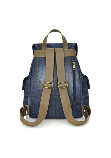 Maoyaya D9006 Multifunctional Denim Backpack 001, Pratik Tasarım Mavi