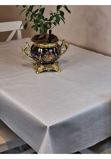 Elyaflı Pvc Muşamba - Desenli Silinebilir Masa Örtüsü Mrl76a Beyaz