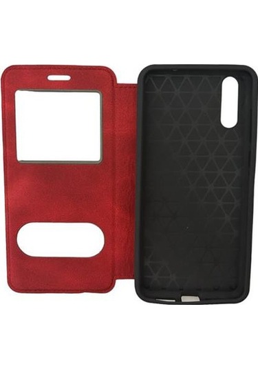 Jopus P20 İle Uyumlu Premium Kapaklı Kılıf Kırmızı Kırmızı