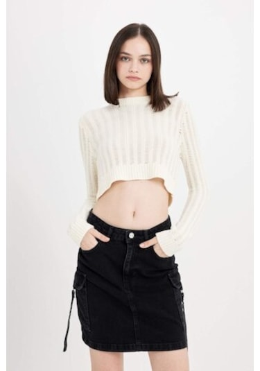 Defacto Fashion Fit Kargo Cepli Jean Mini Etek D4421AX24AUNM40 Siyah