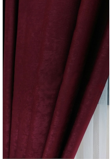 Evdepo Home Bordo Düz Renk Soft Fon Perde Tek Kanat Bordo