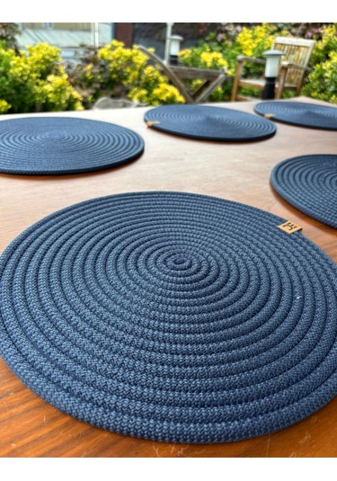 6 Lı Yuvarlak Supla Takımı Kolay Temizlenebilir, Modern Sofralar İçin Koyu Lacivert